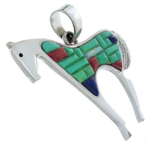 Sterling Silver Multicolor Horse Jewelry Pendant YS70209